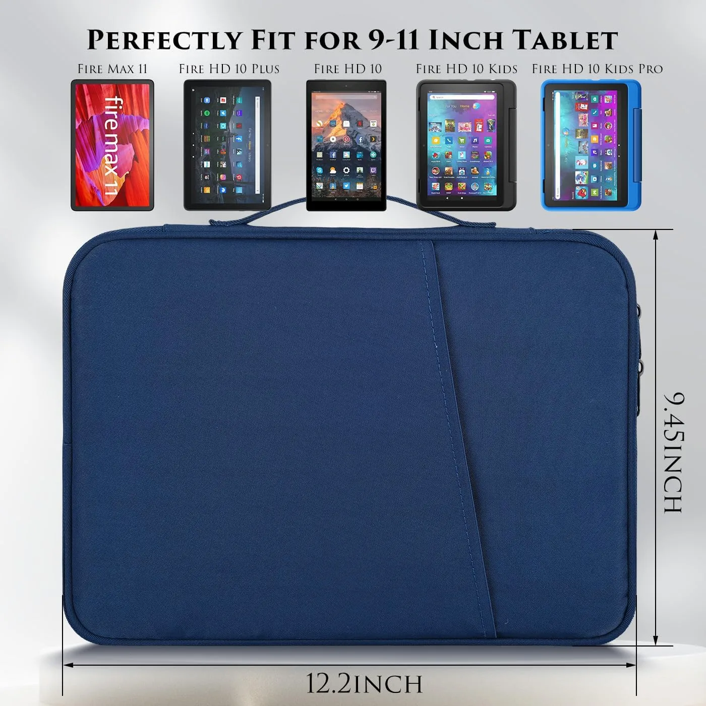 9-11 Inch Tablet Carrying Sleeve Case for Amazon Fire Max 11 2023/10.1" Fire HD 10 Plus Kids Pro,iPad 11th/Pro M4/Air M3 M2 11"/Samsung Galaxy Tab S8 S7 A8 11" 10.5" Protective Bag with Handle(Blue)