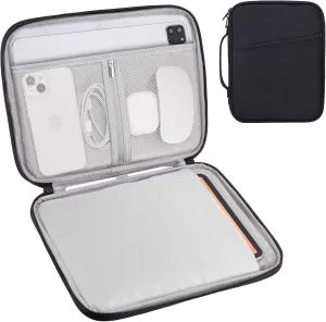 9-11 Inch Tablet Carrying Sleeve, Padded Travel Bag for iPad Pro 11-in (M4), iPad 10.9 (10th Gen), iPad Air 11-in (M2), Galaxy Tab S9/S8 (Black-Updated Version, 9-11)