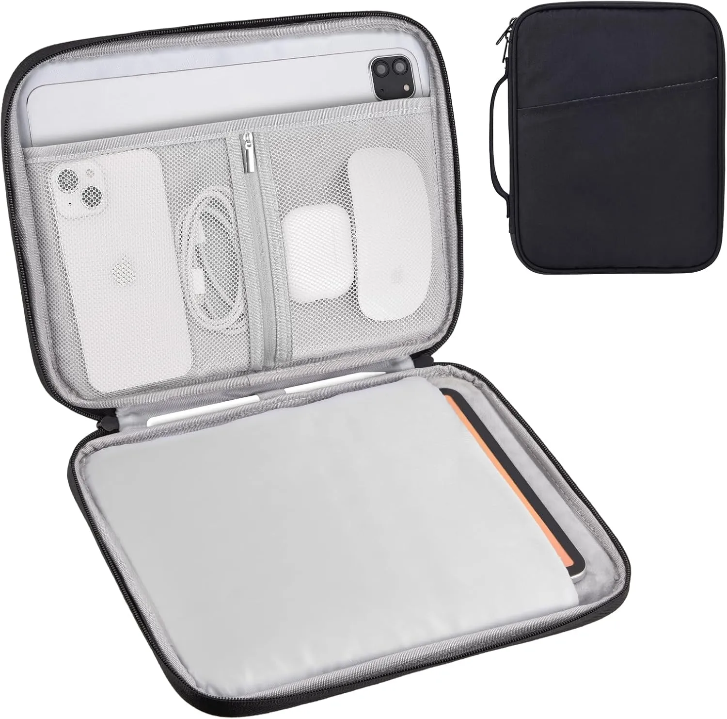 9-11 Inch Tablet Carrying Sleeve, Padded Travel Bag for iPad Pro 11-in (M4), iPad 10.9 (10th Gen), iPad Air 11-in (M2), Galaxy Tab S9/S8 (Black-Updated Version, 9-11)
