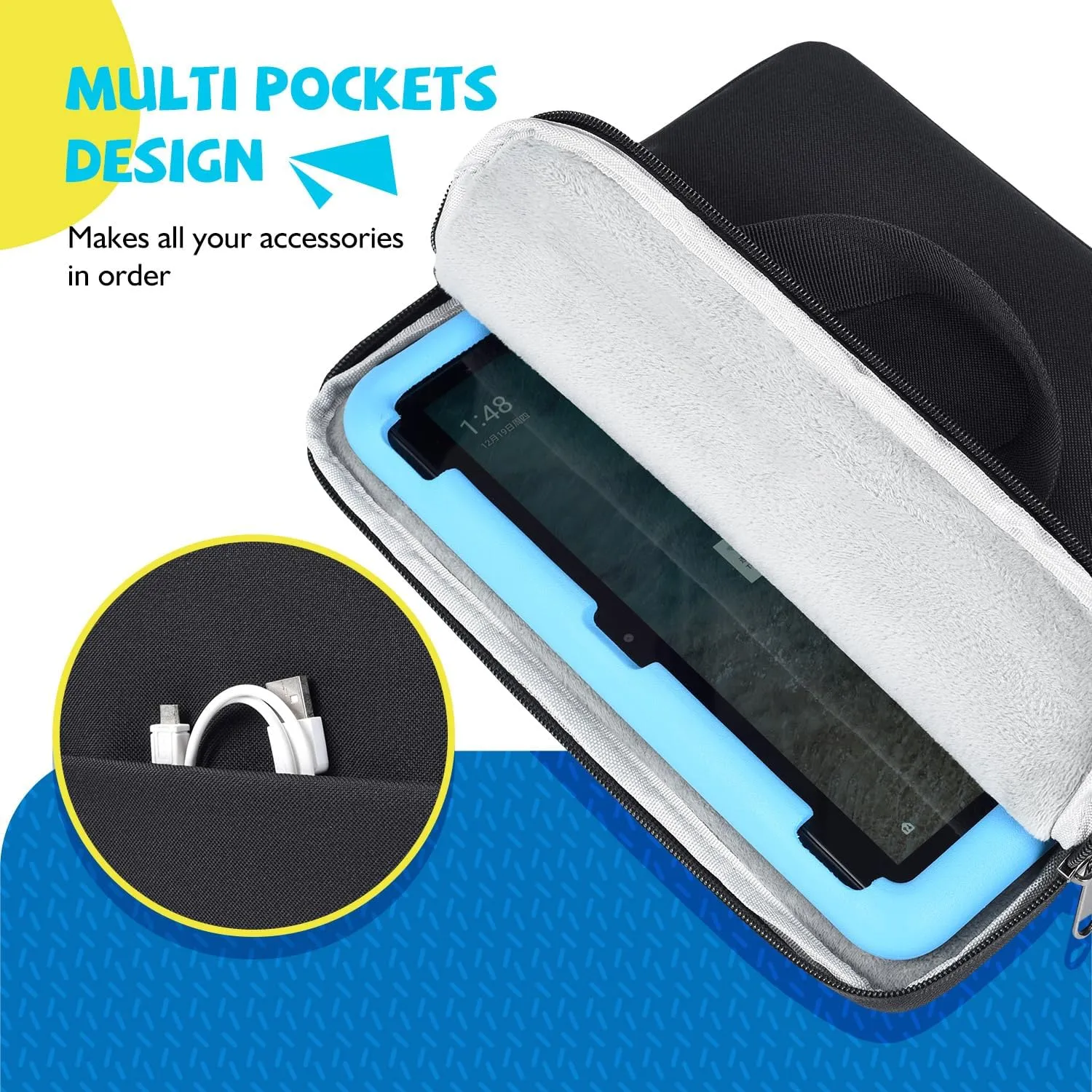 9-11 Inch Tablet Sleeve Carrying Case for New Amazon Fire Max 11/10.1" Fire HD 10 Plus Kids Pro, iPad Pro M4/Air M3 M2 11" 2025/ iPad A16 11"/Galaxy S9 S8 A9  A8 11" 10.5" Protective Bag, Black