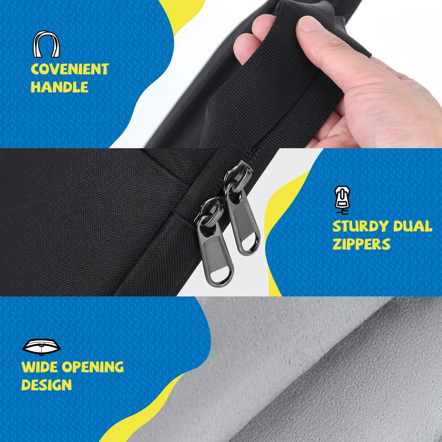 9-11 Inch Tablet Sleeve Carrying Case for New Amazon Fire Max 11/10.1" Fire HD 10 Plus Kids Pro, iPad Pro M4/Air M3 M2 11" 2025/ iPad A16 11"/Galaxy S9 S8 A9  A8 11" 10.5" Protective Bag, Black