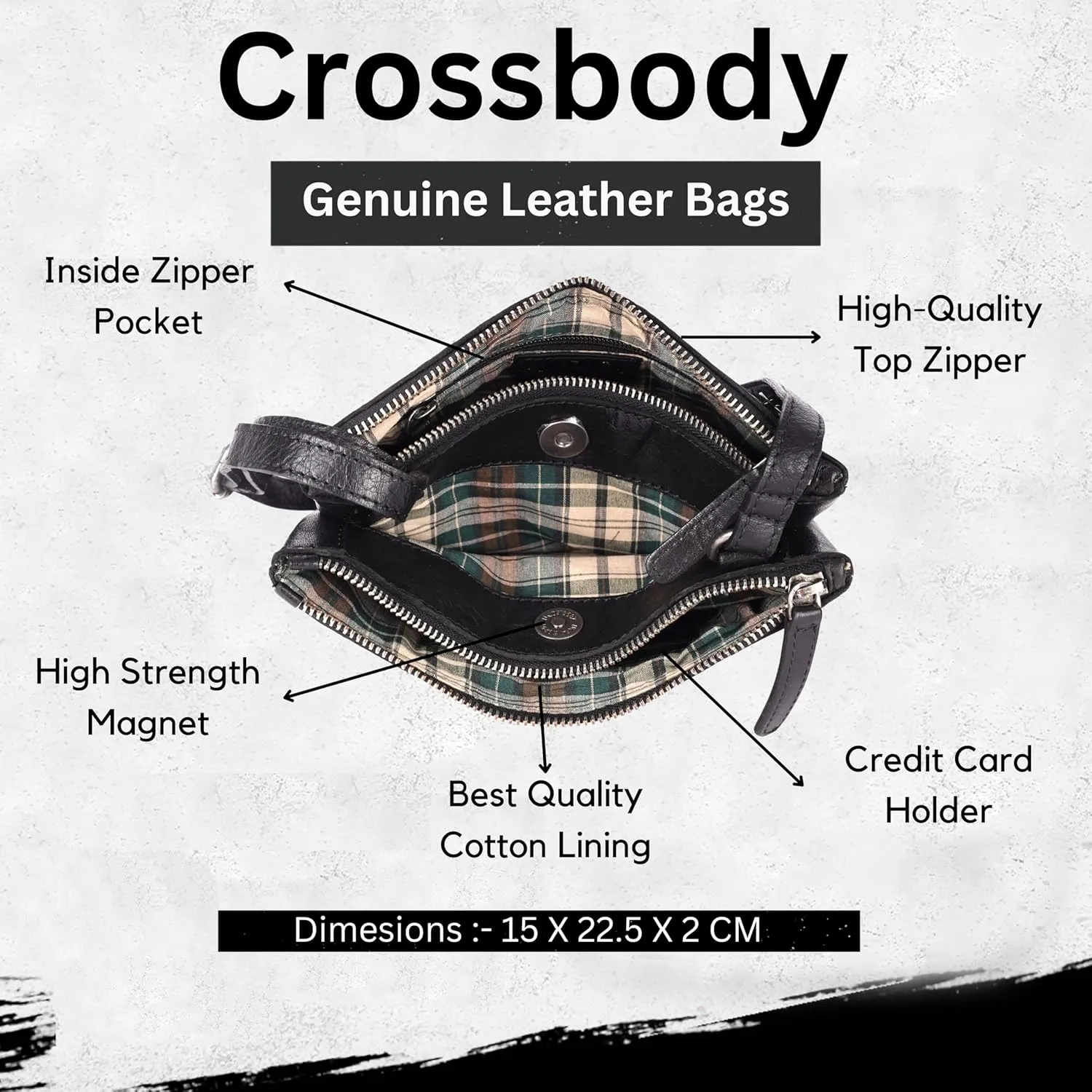 9 inch Genuine Leather Crossbody Sling Bags for Women, Trendy Casual Office Bag with Adjustable Strap