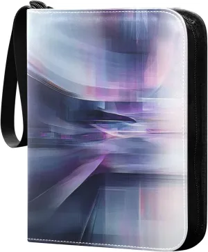 Abstract Digital Painting Cards Binder 4 Pocket Fits 400 Cards with 50 Removable Sleevesves, Trading Card Collector Zipper Album Holder Portable Card Games Display Storage Cases
