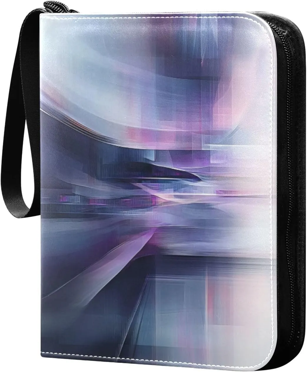 Abstract Digital Painting Cards Binder 4 Pocket Fits 400 Cards with 50 Removable Sleevesves, Trading Card Collector Zipper Album Holder Portable Card Games Display Storage Cases