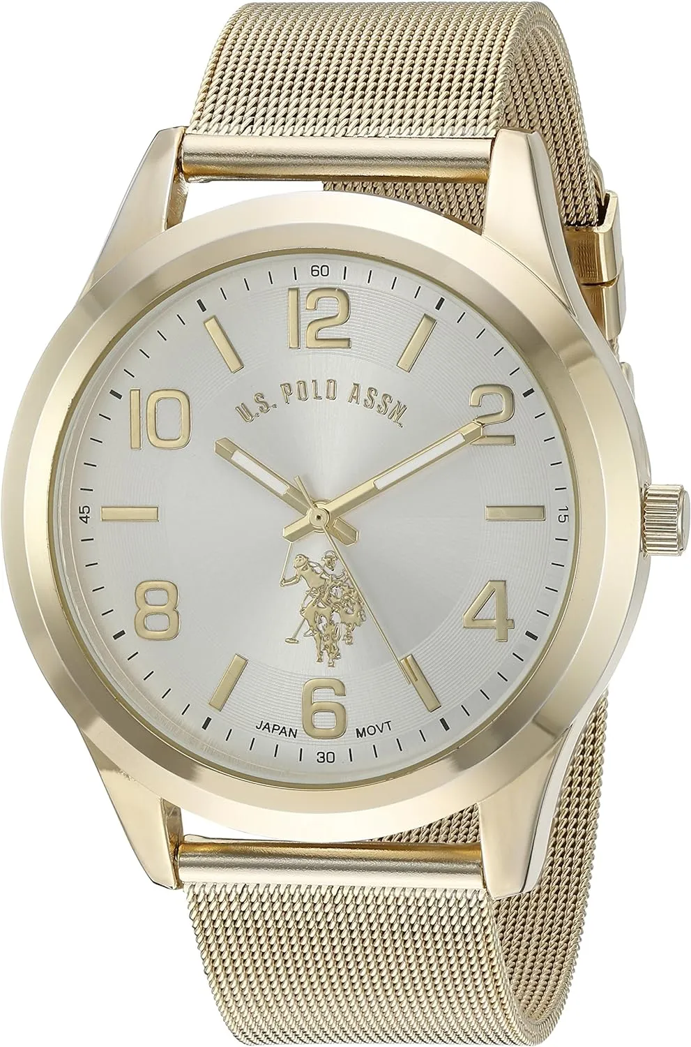 Accutime U.S. Polo Assn. Classic Men's Quartz Metal and Alloy Watch, Color:Gold-Toned (Model: USC80376)