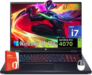 acer Predator Helios Neo 18 Gaming Laptop, Intel i7-14700HX, NVIDIA GeForce RTX 4070, 18" WQXGA 2560 x 1600 165Hz Display, 64GB DDR5, 8TB Gen 4 SSD, Backlit Keyboard, Windows 11 Pro & MS Office Pro