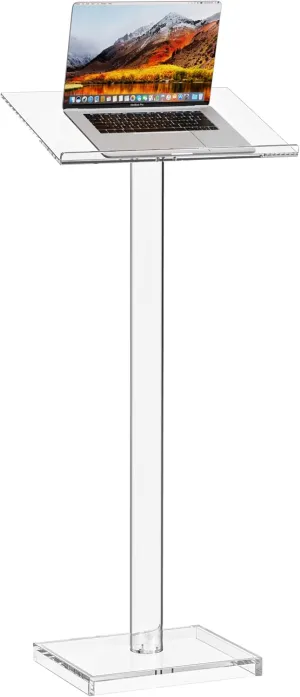 Acrylic Clear Podium Stand, 47-inch Professional Presentation Podium with Large Reading Platform, Suitable for Church, Office, Classroom, Restaurant, Wedding