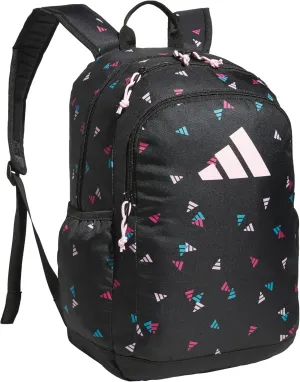 adidas Affiliate Small Backpack for Women and Men, Durable Bag with Laptop Sleeve, 3 Bar Toss Black-Clear Pink/Clear Pink, One Size