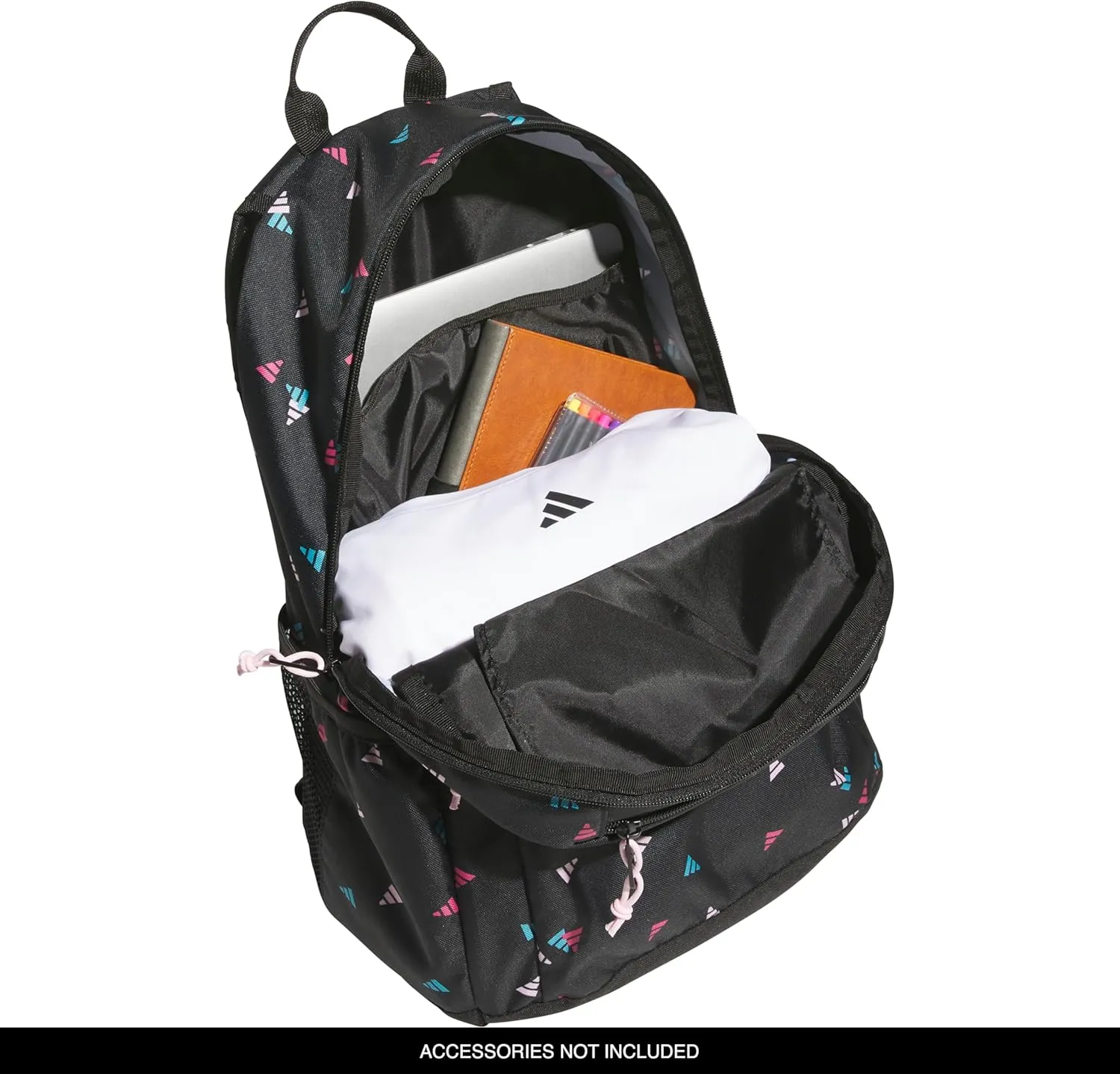 adidas Affiliate Small Backpack for Women and Men, Durable Bag with Laptop Sleeve, 3 Bar Toss Black-Clear Pink/Clear Pink, One Size