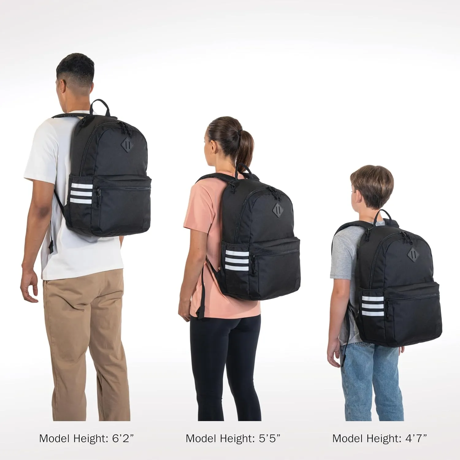 adidas Classic 3-Stripe Durable Backpack Student Athletic Sport Laptop Book Bag, Sandy Pink/Onix Grey/5.0, One Size