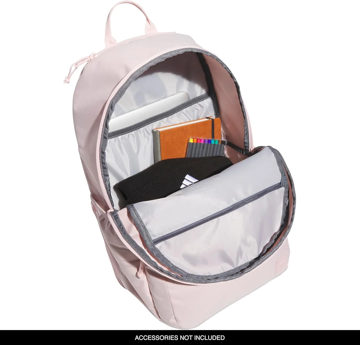 adidas Classic 3-Stripe Durable Backpack Student Athletic Sport Laptop Book Bag, Sandy Pink/Onix Grey/5.0, One Size