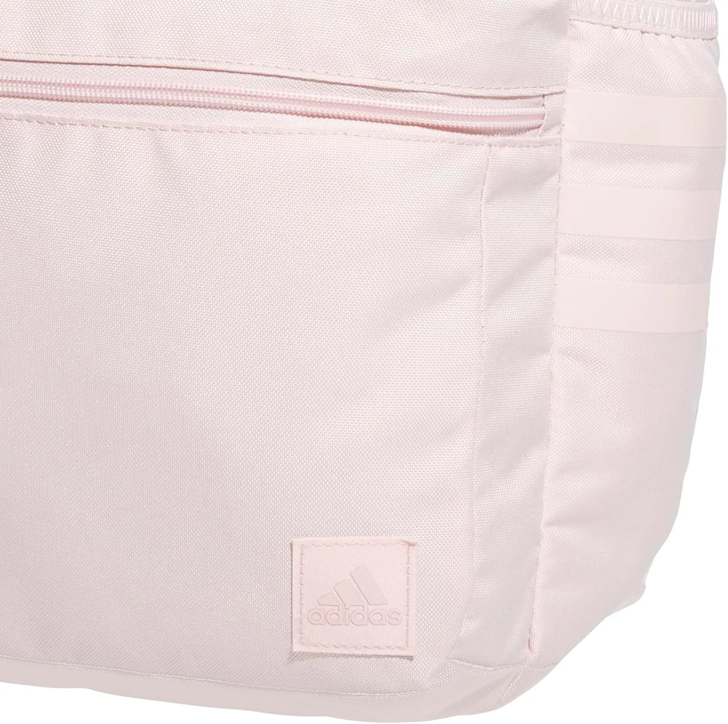 adidas Classic 3-Stripe Durable Backpack Student Athletic Sport Laptop Book Bag, Sandy Pink/Onix Grey/5.0, One Size