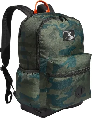 adidas Originals National 3.0 Backpack, Classic Camo Olive Cargo/Black/Impact Orange, One Size