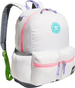 adidas Originals Trefoil 3.0 Backpack, White/BeamPink/LucidCyanBue, One Size