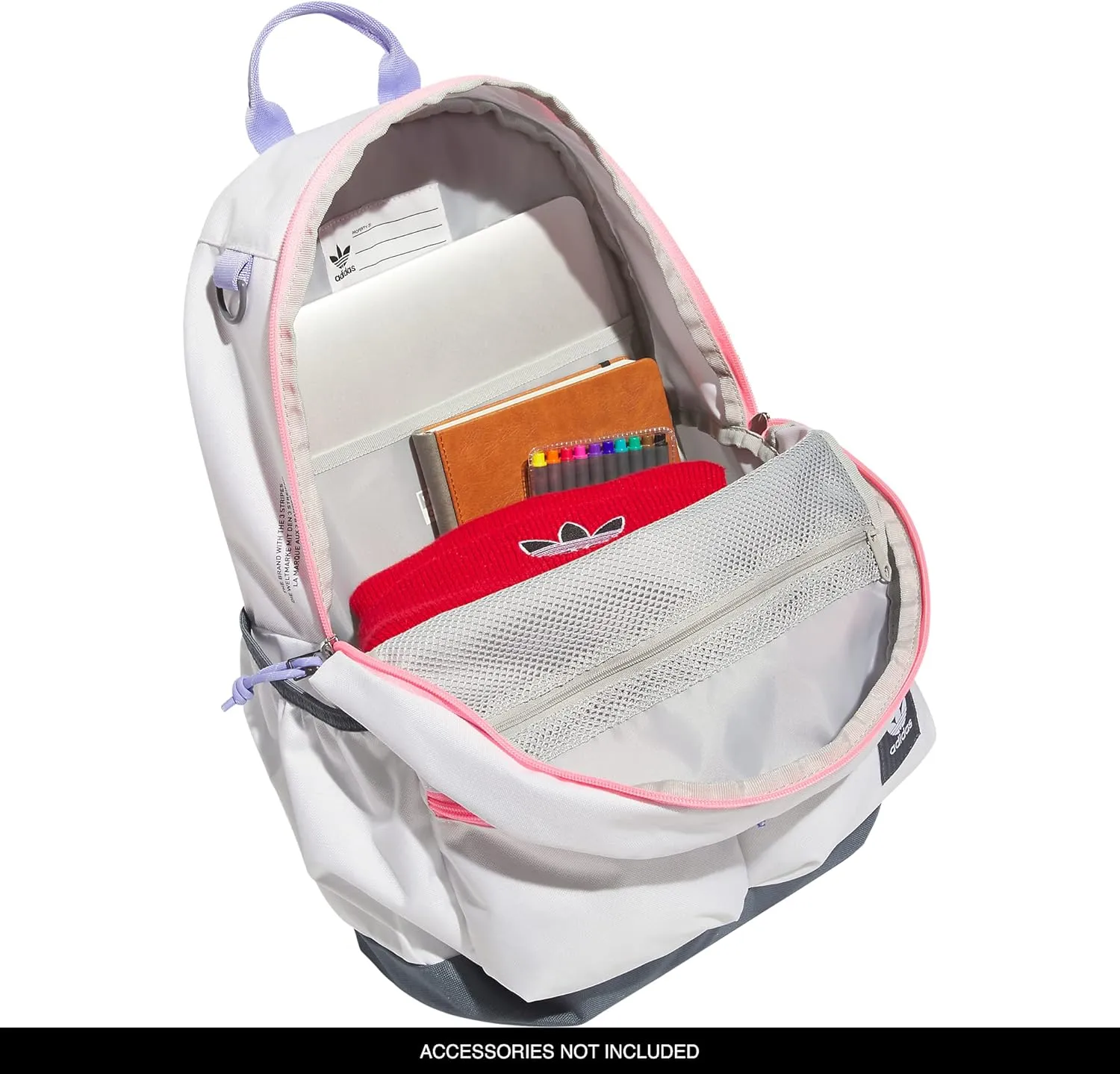 adidas Originals Trefoil 3.0 Backpack, White/BeamPink/LucidCyanBue, One Size