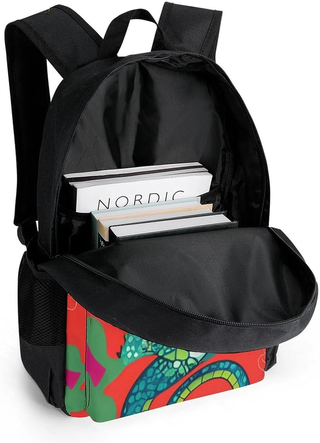 Adults Lightweight Cute Gecko Art Rucksacks Large Capacity Bookbag With Adjustable Shoulder Straps for Trekking Outdoors Bicycle