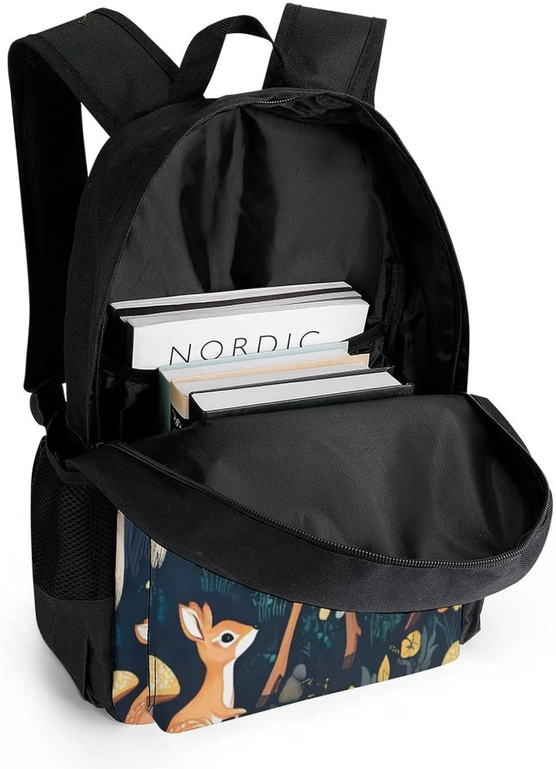 Adults Lightweight Magic Mushrooms Wild Animals Deer Rucksacks Large Capacity Bookbag With Adjustable Shoulder Straps for Trekking Outdoors Bicycle