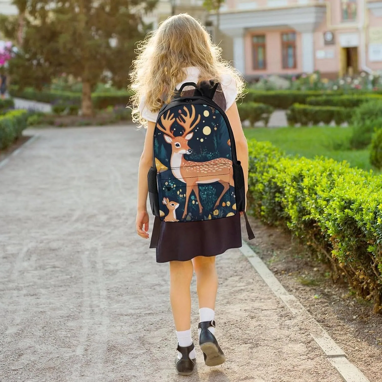 Adults Lightweight Magic Mushrooms Wild Animals Deer Rucksacks Large Capacity Bookbag With Adjustable Shoulder Straps for Trekking Outdoors Bicycle