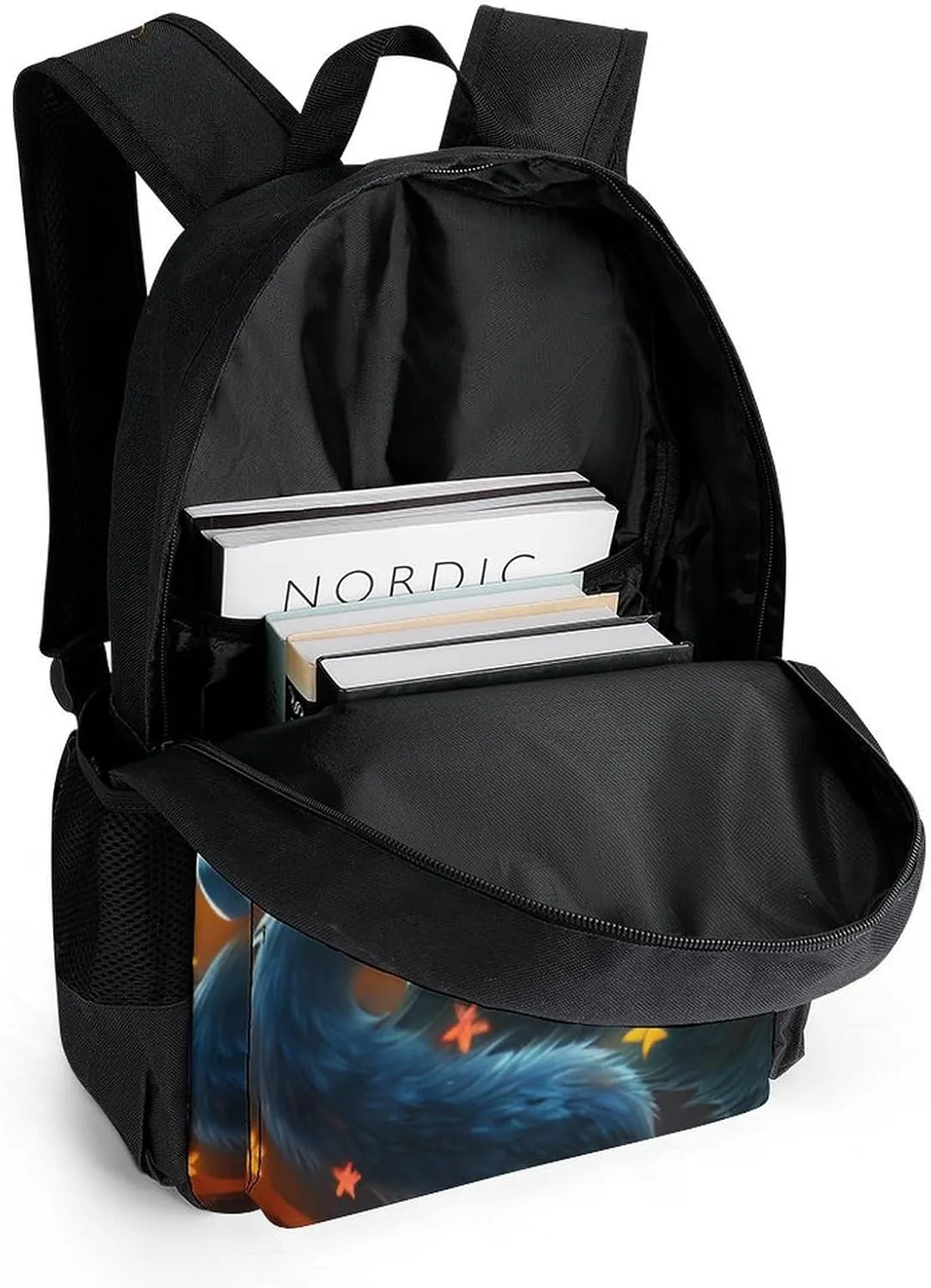 Adults Lightweight Mythical Creature Kitsune Fox Art Rucksacks Large Capacity Bookbag With Adjustable Shoulder Straps for Trekking Outdoors Bicycle
