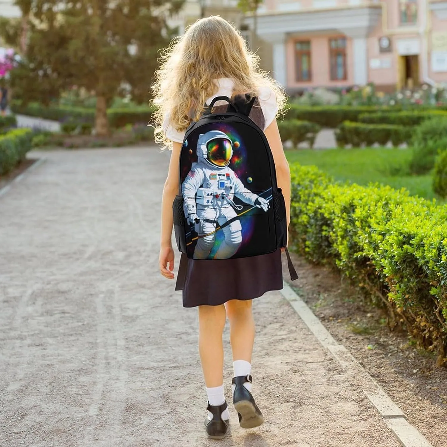 Adults Lightweight Trippy Space Chilling Astronaut Psychedelic Art Rucksacks Large Capacity Bookbag With Adjustable Shoulder Straps for Trekking Outdoors Bicycle