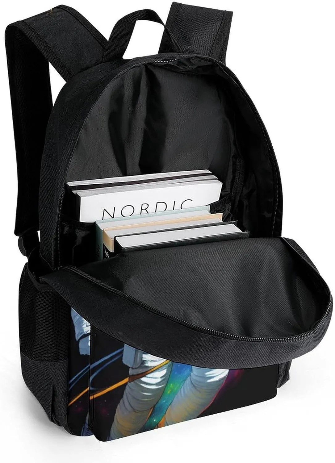 Adults Lightweight Trippy Space Chilling Astronaut Psychedelic Art Rucksacks Large Capacity Bookbag With Adjustable Shoulder Straps for Trekking Outdoors Bicycle