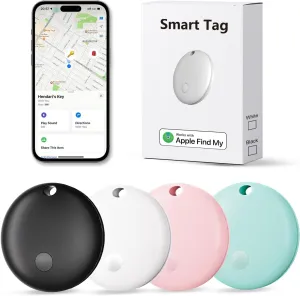 Air Tags, Tracker Item Finder Work with Apple Find My (iOS Only), Tracking Device Locator Smart Tag for Luggage, Keys, Wallet, Bike, Pets, Bags (Multi-Color, 4 Pack)
