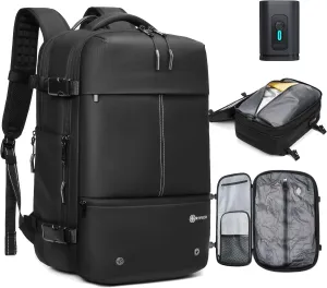 Airback Laptop Travel Backpack Expandable With Vacuum Compression And Pump, Personal Item Carry On Bag with Anti Theft Lock, Water Resistant, Flight Approved 17 Inch Laptop, Men Women, Vacpack