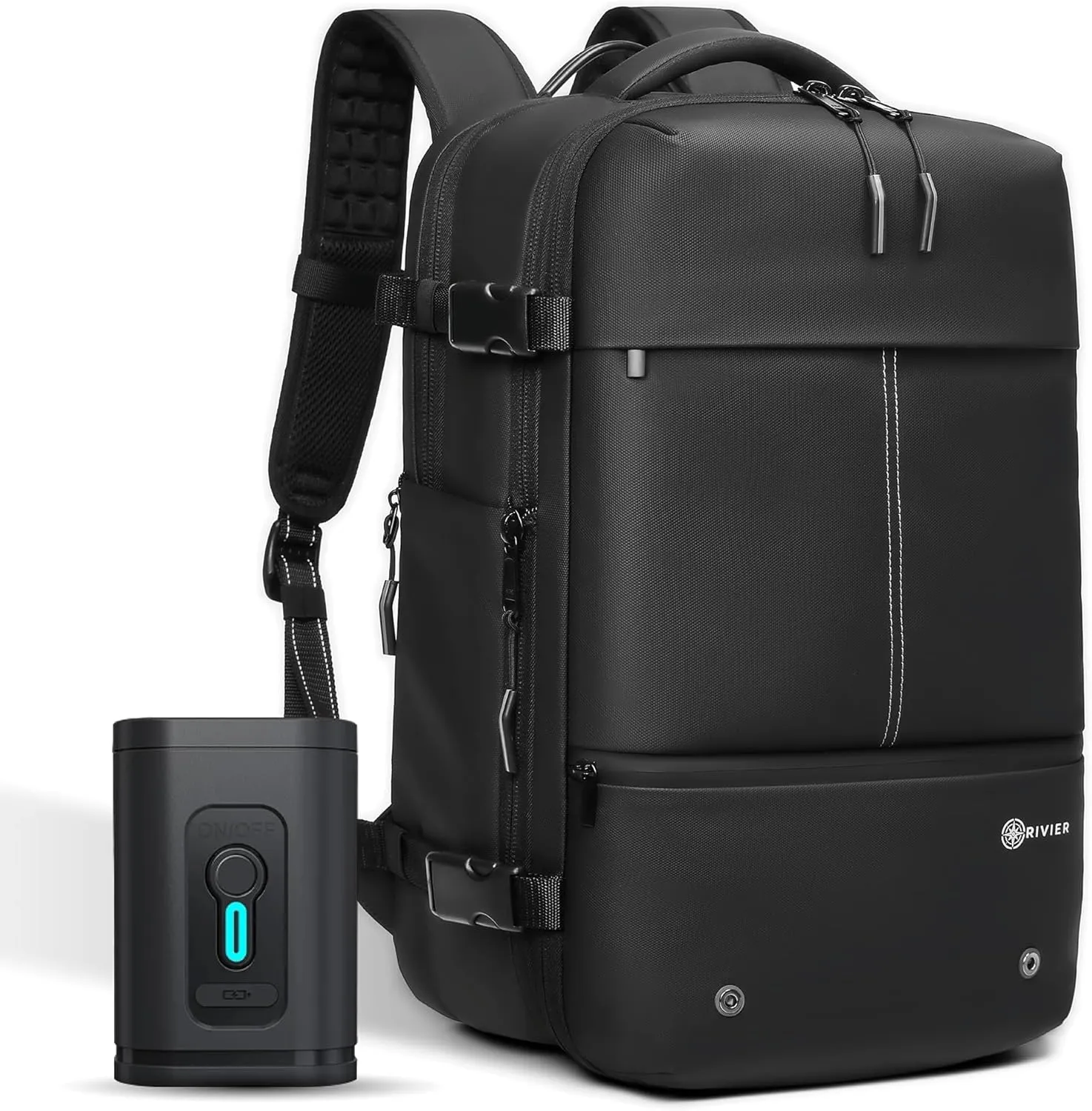 Airback Laptop Travel Backpack Expandable With Vacuum Compression And Pump, USB, Personal Item Carry On Bag with Anti Theft Lock, Water Resistant, Flight Approved 17 Inch Laptop, Men Women, Vacpack