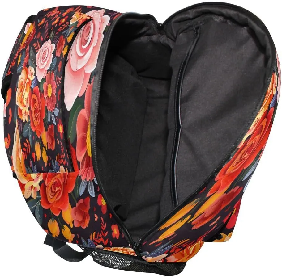 ALAZA Beautiful Flower Floral Print Backpack Daypack School Bag Travel Shoulder Bag for Students Boys Girls