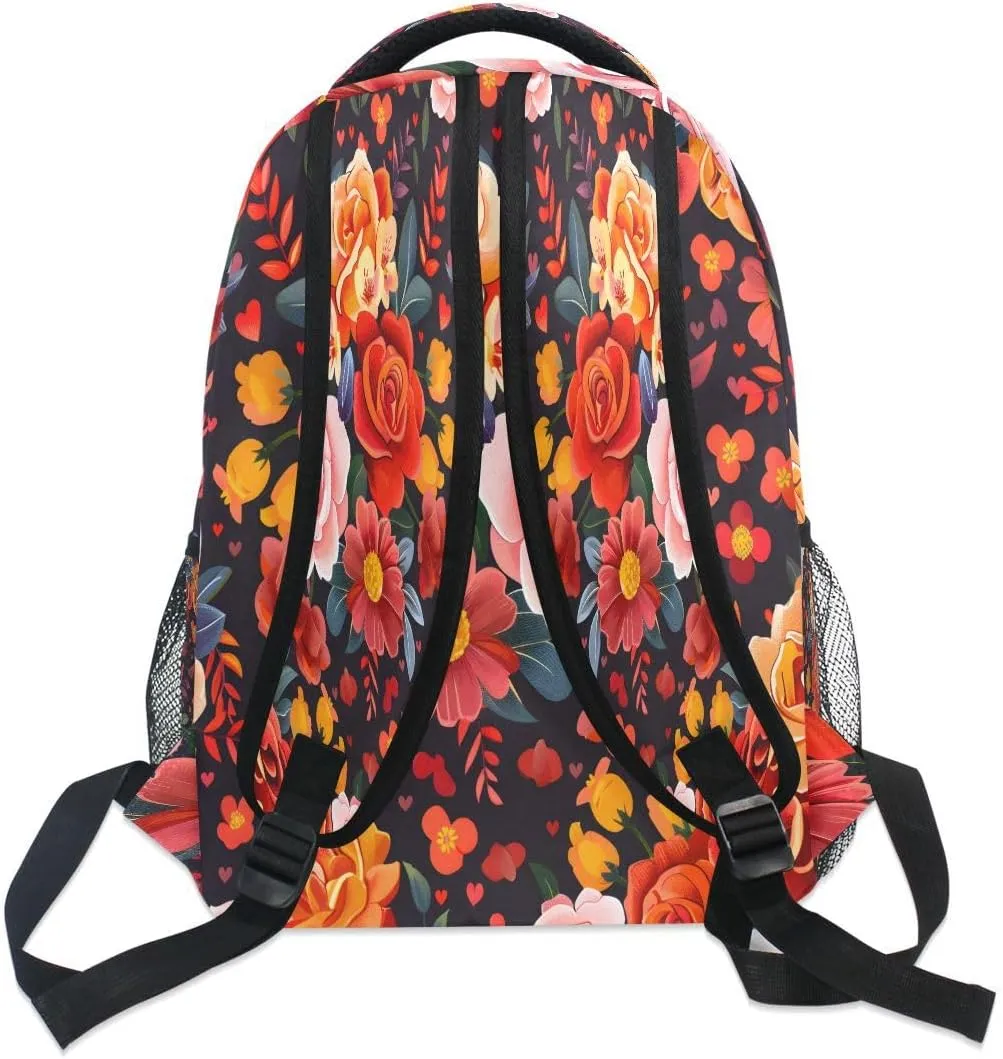 ALAZA Beautiful Flower Floral Print Backpack Daypack School Bag Travel Shoulder Bag for Students Boys Girls