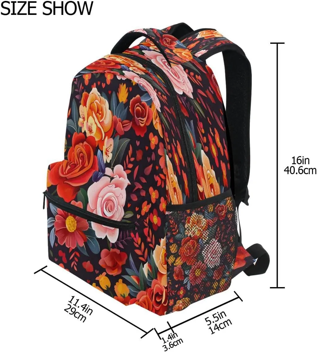 ALAZA Beautiful Flower Floral Print Backpack Daypack School Bag Travel Shoulder Bag for Students Boys Girls