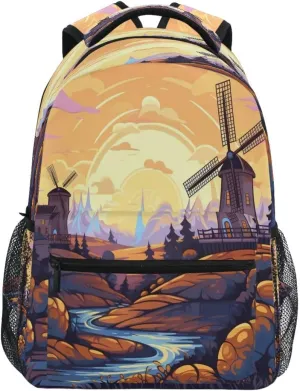 ALAZA Windmill River Backpack Daypack College School Travel Shoulder Bag