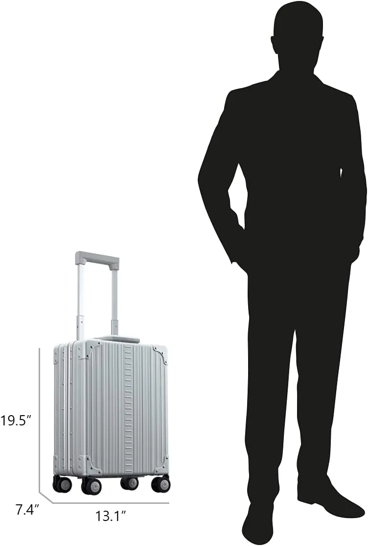 Aleon 20" All Aluminum Business Briefcase - Vertical Open Carry-On, TSA Approved Suitcase, Four 360° spinner wheels, Laptop Compartment, Hard Side Cabin Bag for Travel & Business (Ruby)