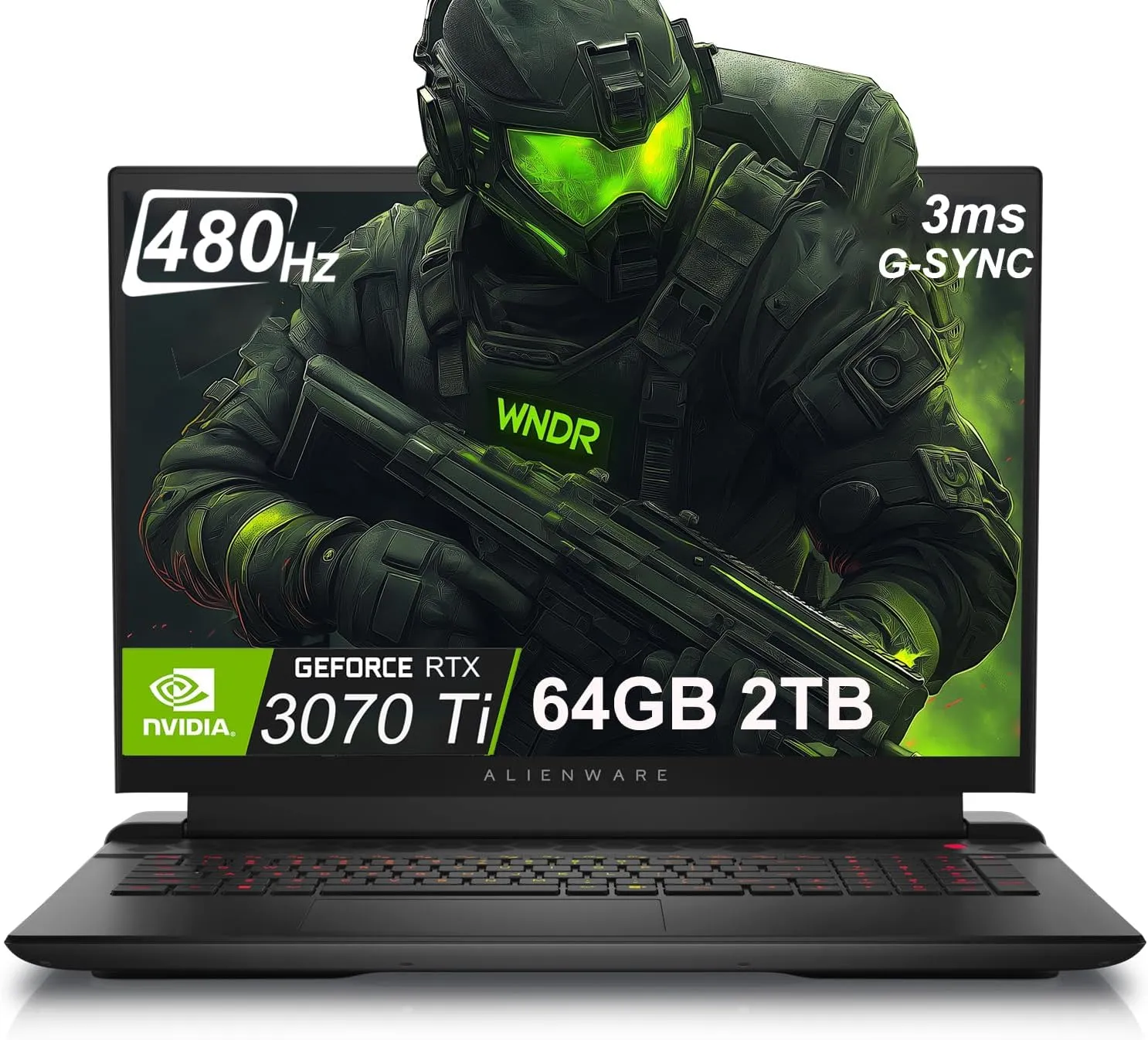 Alienware X17 R2 Gaming Laptop (17.3" 480Hz FHD, NVIDIA GeForce RTX 3070 Ti 8GB, 64GB DDR5 RAM, 2TB SSD, Intel Core i9-12900H) RGB Backlit Keyboard, Wi-Fi 6E, Thunderbolt 4, G-SYNC, Win 11 Home