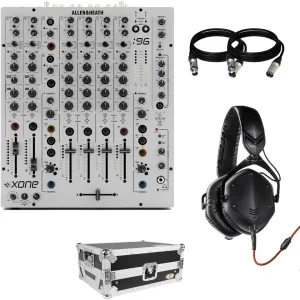 Allen & Heath XONE:96 Professional 6-Channel Analog DJ Mixer   Prox XS-M12LT Large Format 12″ DJ Mixer Case with Laptop Shelf   V-Moda Crossfade M-100 Headphones (Matte Black) and Cables