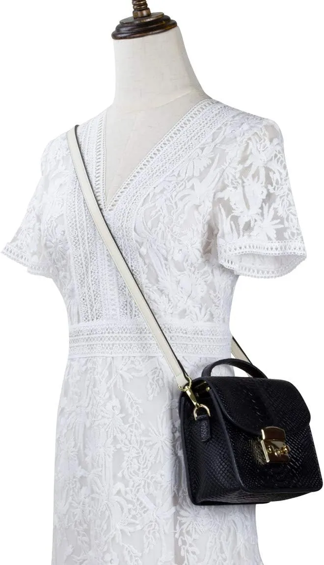 Allzedream Leather Purse Strap Replacement Crossbody Handbag Long Adjustable (White)