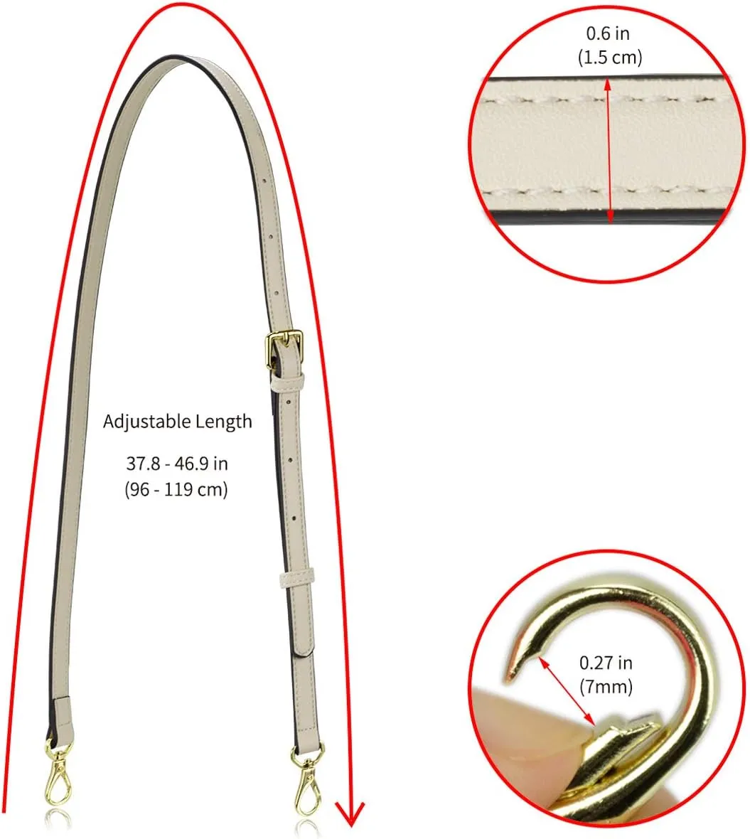 Allzedream Leather Purse Strap Replacement Crossbody Handbag Long Adjustable (White)