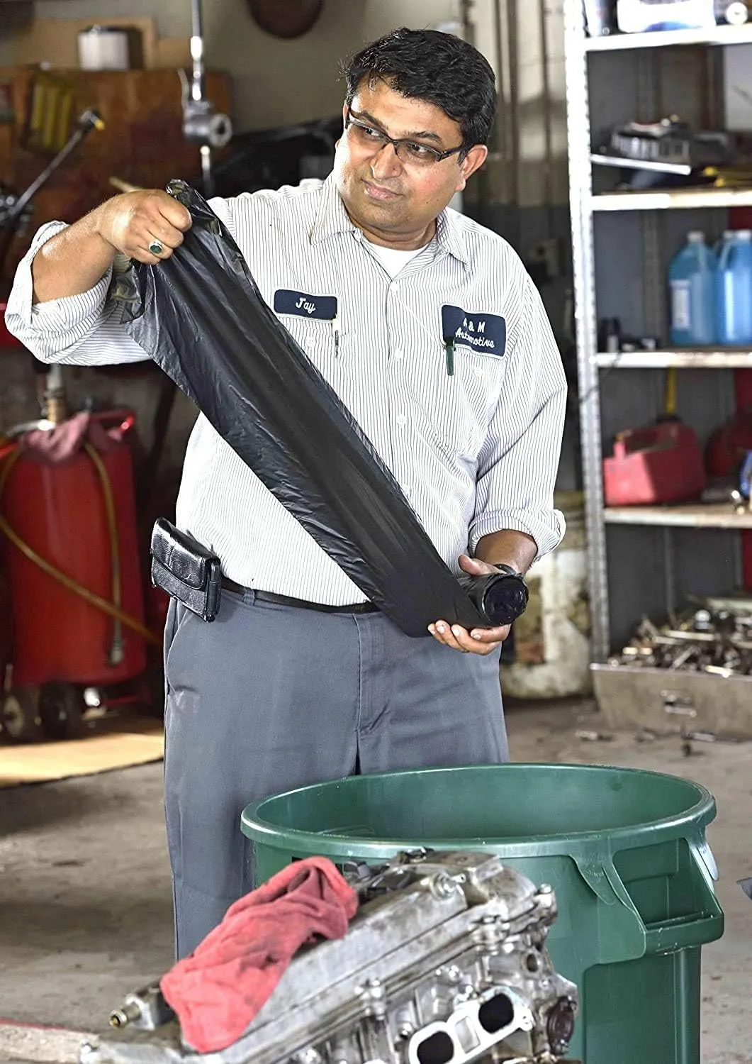 Aluf Plastics 26 Gallon For Slim Jim 1.25 MIL (eq) Black Heavy Duty Trash Bags - 29 inch X 44 inch - 1 Count (Pack of 200) - For Construction, Industrial, Outdoor, & Commercial