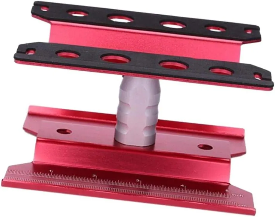 Aluminum RC Car Work Stand Repair Station, 360 Degree Rotation Maintenance Platform for 1/8 1/10 1/16 Scale RC Model Cars, Portable Adjustable Height, for gy, Red