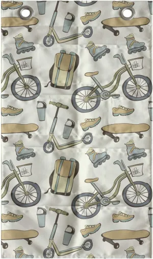 Ambesonne Hipster Hanging Pocket Organizer, Wheeled Sports Equipment Skateboard Bike Urban Quirky Sports Youth Illustration, Printed Polyester Storage Bag with Pockets, 21" x 31", Tan Slate Blue