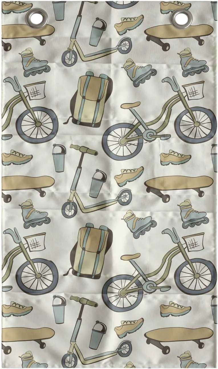Ambesonne Hipster Hanging Pocket Organizer, Wheeled Sports Equipment Skateboard Bike Urban Quirky Sports Youth Illustration, Printed Polyester Storage Bag with Pockets, 21" x 31", Tan Slate Blue