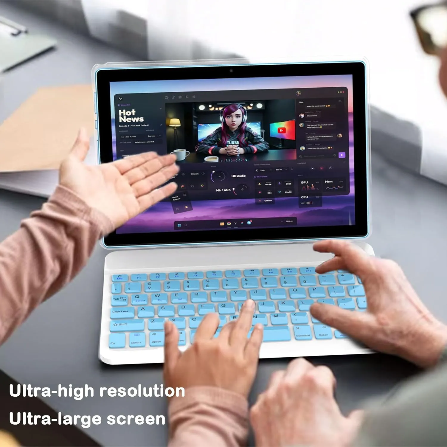 Android 14 Tablet, 10 inch 2 in 1 Tablets with Keyboard/ Case/ Mouse/ stylus, 8GB RAM 64GB ROM 1TB Expand Tablet, 1280*800 IPS Touch Screen Tablet Computer, 2.4G/5G WiFi 6 BT 5.0, Long Battery Life