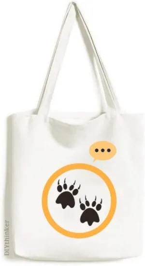 Animal Claw Outline Simple Step Print Expression Gift Sack Canvas Tote Shoulder Bag