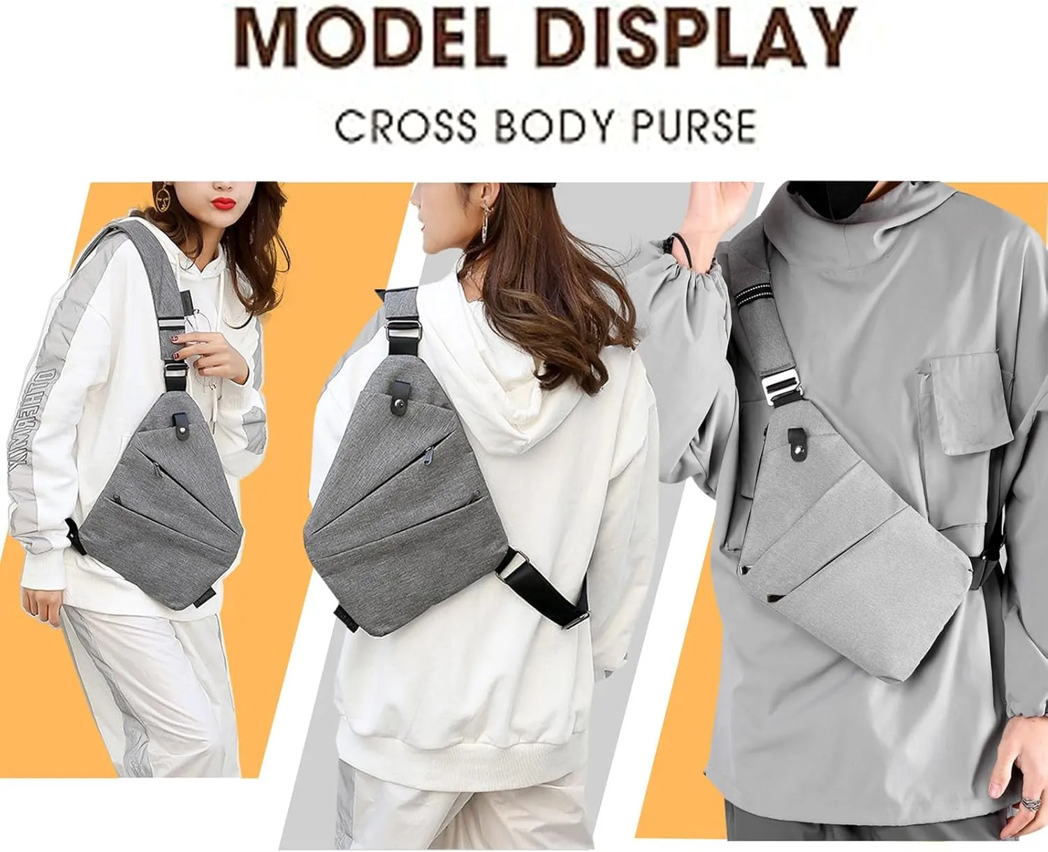 Anti Theft Travel Bag, Travel Purses Anti Theft Safe Slim Sling CrossBody Bag, Personal Flex Bag for Men&Women