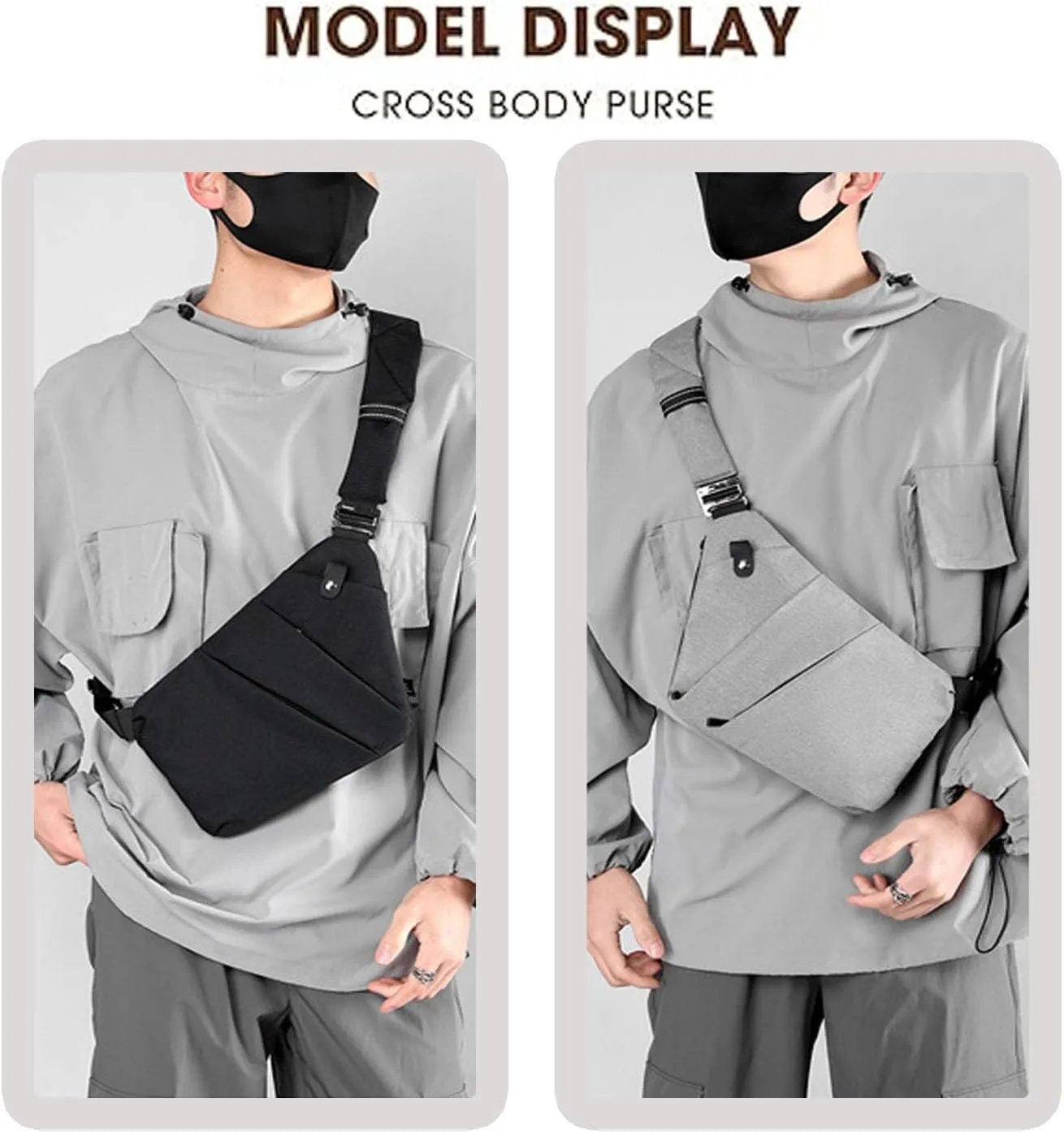 Anti Theft Travel Bag, Travel Purses Anti Theft Safe Slim Sling CrossBody Bag, Personal Flex Bag for Men&Women