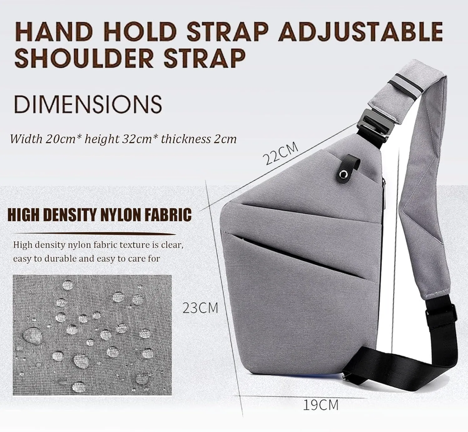 Anti Theft Travel Bag, Travel Purses Anti Theft Safe Slim Sling CrossBody Bag, Personal Flex Bag for Men&Women