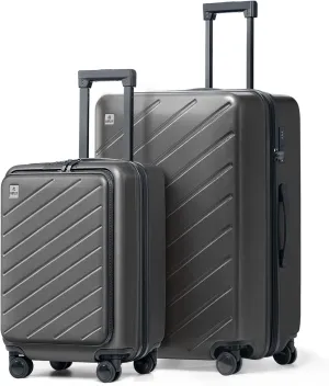 AnyZip Luggage Set 2 Piece Suitcase Set Carry On with Pocket Compartment ABS PC Spinner Wheels TSA Lock