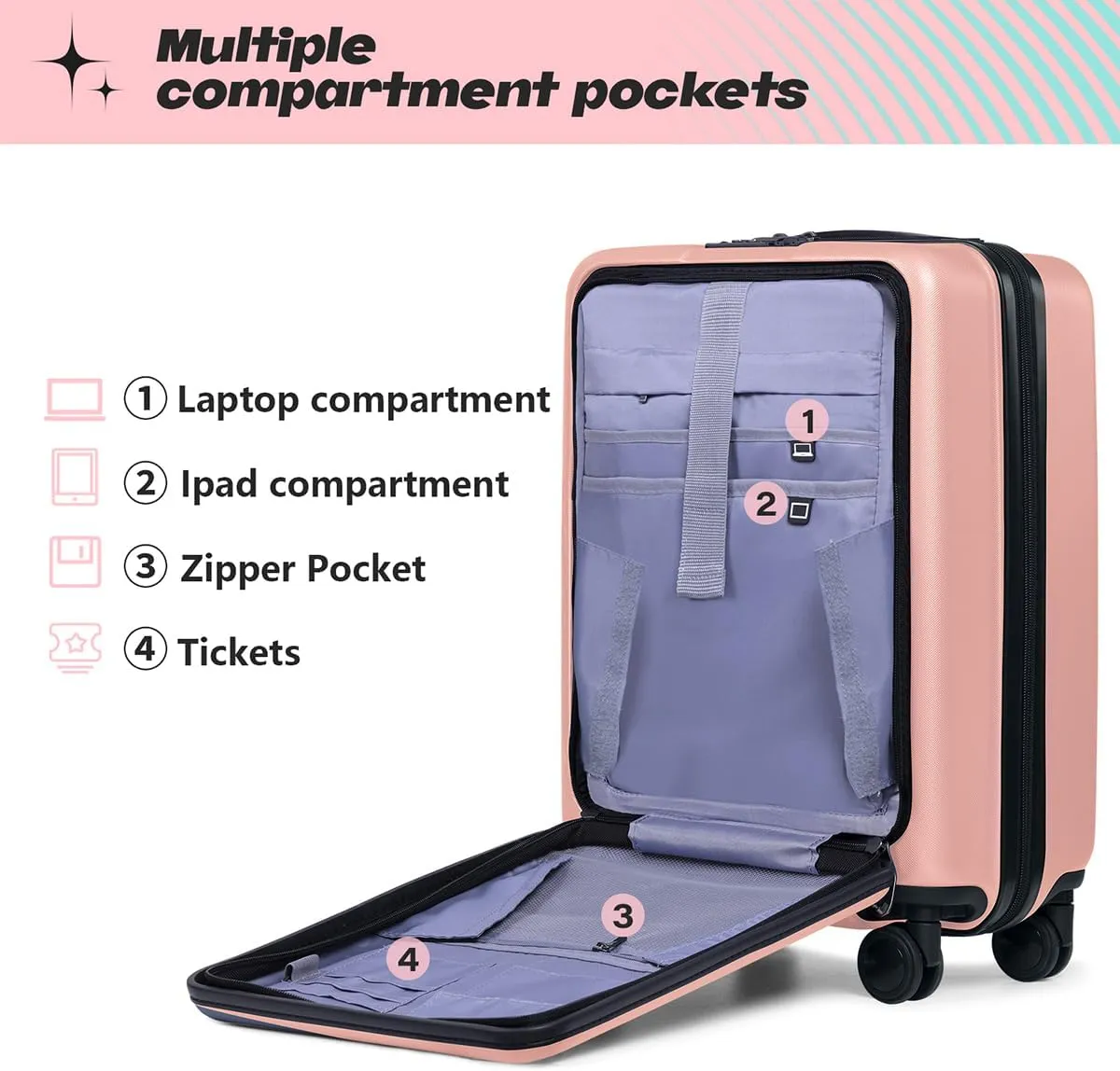 AnyZip Luggage Set Carry On Luggage Expandable (only 28") Suitcase with Compartment (only 20") PC ABS Spinner 20in 24in 28in Carry on Suitcase