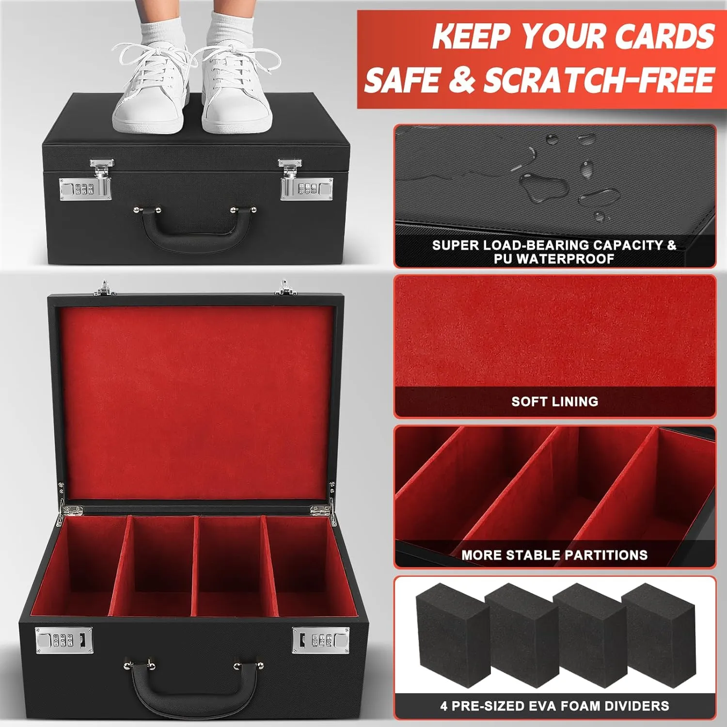 AOBOPLE Graded Card Storage Box,Holds 136  PSA/GMA Slab or 632  Toploaders,4 Row PSA Slab Case for Graded Cards Fits 3"x4" 35pt Cards,Compatible with BGS/HGA/SGC/CSG Slab Cases