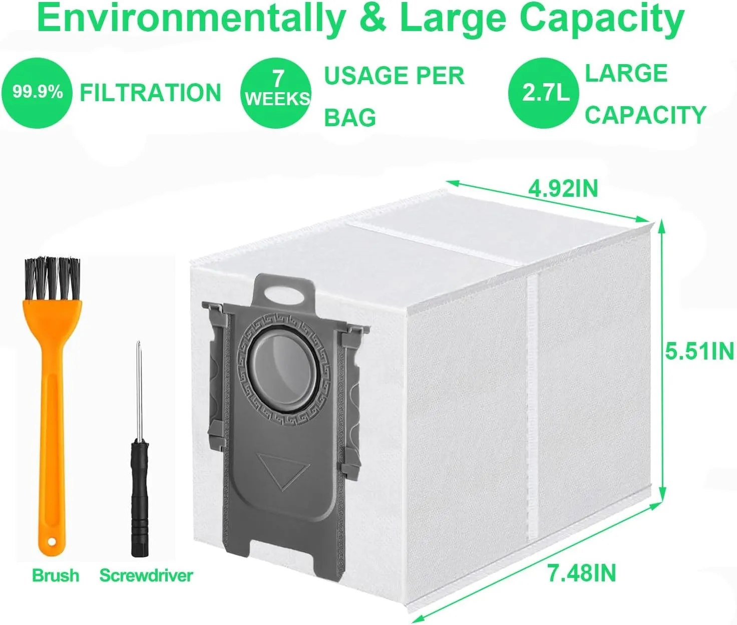 ApexOne 18 Packs Dust Bags for Roborock Saros 10/ 10R, Q Revo, Qrevo S/Slim, S8 MaxV Ultra, S8 Max Ultra, Qrevo MaxV/Pro/Curv/Curv S5X/ Edge/Edge S5A Robot Vacuum Cleaner, 2.7L Large Capacity
